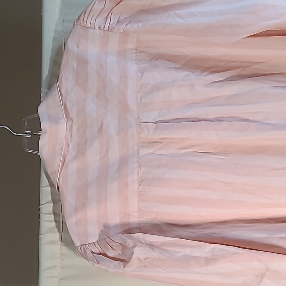 NWT FREE PEOPLE Elisha Striped Puff Sleeve Pink Button Down Shirt Size Medium - Picture 7 of 10